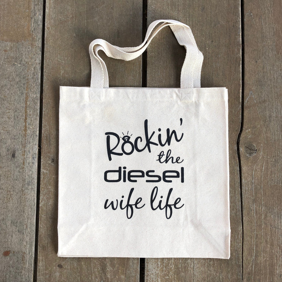 DIESEL DRIVEN ROCKIN’ THE DIESEL WIFE LIFE CANVAS TOTE BAG DIESEL DRIVEN ROCKIN’ THE DIESEL WIFE LIFE CANVAS TOTE BAG