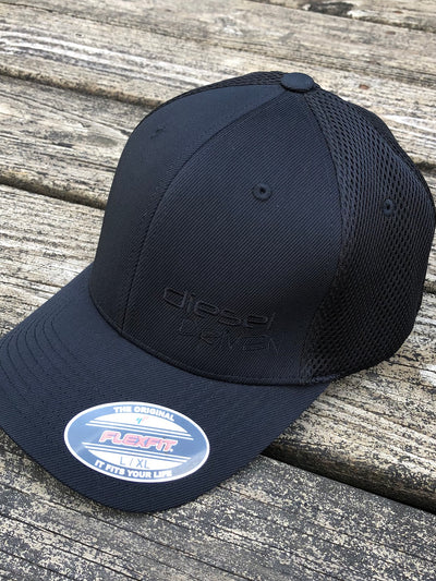 DIESEL DRIVEN BLACK FLEXFIT AIRMESH LOGO HAT - BLACK EMBROIDERY